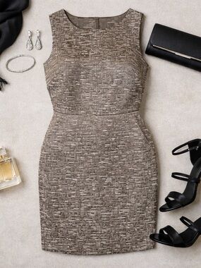 Banana Republic Taupe & Gold-Accent Timeless Sheath Dress